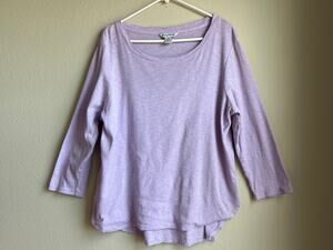 Tommy Bahama Lavender Purple Cotton Slub 3/4 Sleeve Shirt Tail Hem Top Large